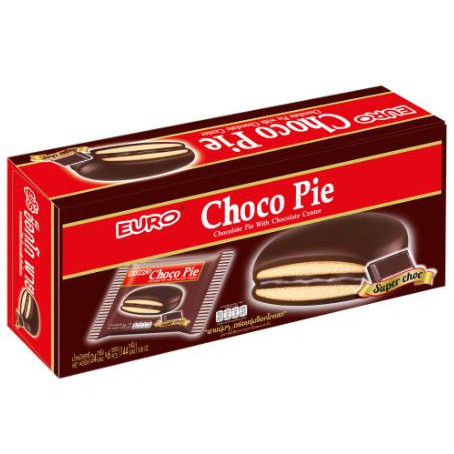 ส่งฟรี! EURO CHOCO PIE ยูโร่ ช็อกโกพาย ซุปเปอร์ช็อก ขนาด 24กรัม ยกกล่อง 6ซอง CHOCOLATE PIE SUPERCHOC เก็บเงินปลายทาง