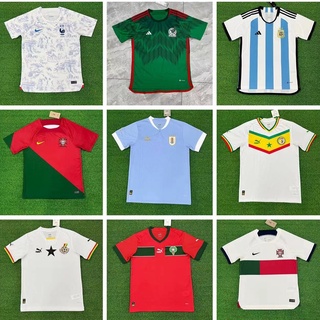 เสื้อกีฬาแขนสั้น ลายทีมชาติฟุตบอล France Mexico Argentina Portugal Senegal Morocco 22 23 ไซซ์ S - 2XL