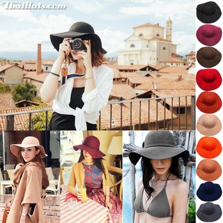 หมวกปีกกว้างผ้าสักหลาด ทรง Floppy Hat ผ้าสักหลาดแท้สวยงาม 100% พับใส่กระเป๋าได้ รุ่น F5Ah18-0017 แบรนด์ iDenGo