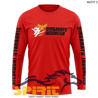 เสื้อยืดแขนยาว ลาย Independence Day 77 August 17 ขนาดใหญ่ สไตล์อินโดนีเซีย