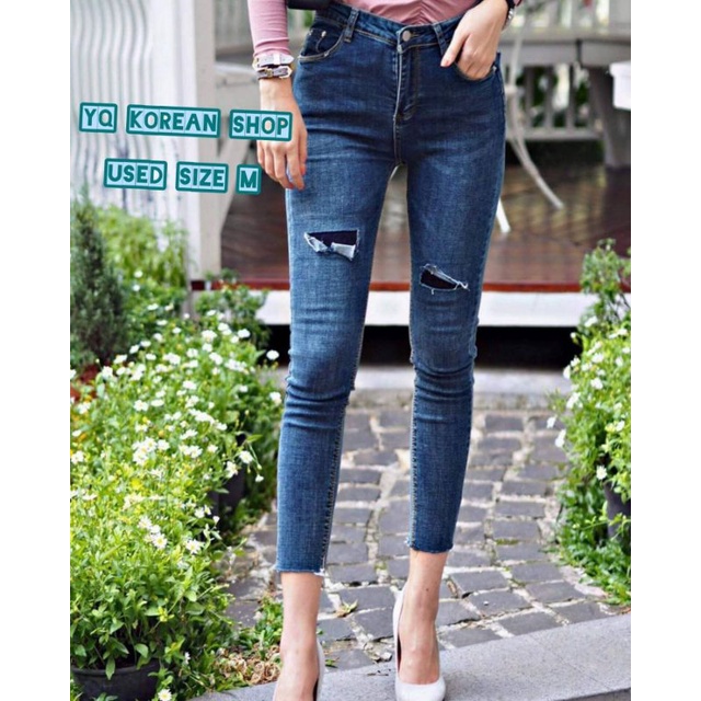 @yqkoreanshop ~#mh152 กางเกงยีน​ส์ยืดทรงสกินนี่