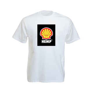 เสื้อยืดราสต้าTee-Shirt Shell Logo เสื้อยืดคอกลมสีขาว/สีดำสกรีนลายโลโก้เชลล์ สีสันสดใส White/Black Tee-Shirt