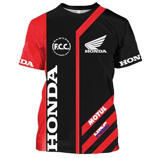 ใหม่ เสื้อยืดลําลอง แขนสั้น พิมพ์ลายโลโก้รถยนต์ Honda ทรงหลวม ระบายอากาศ เหมาะกับฤดูร้อน สําหรับผู้ชาย 2022