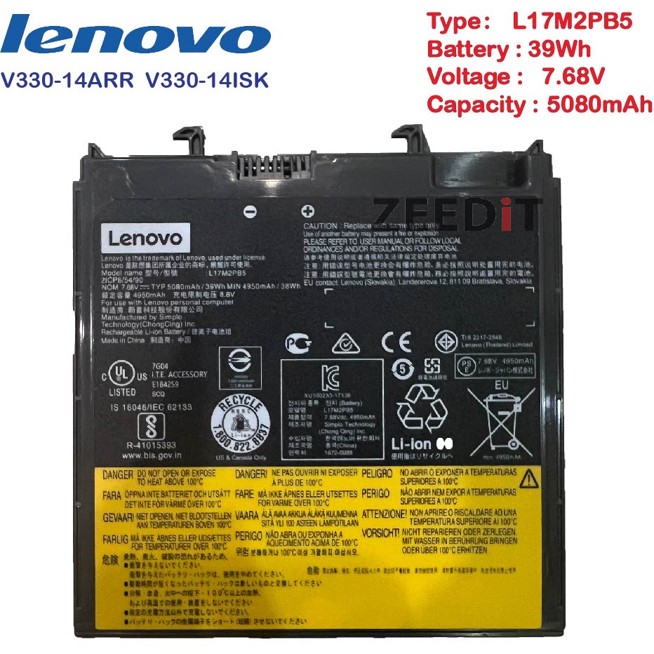 Lenovo แบตเตอรี่ โน๊ตบุ๊ก Battery Notebook Lenovo Thinkpad L17M2PB5 L17L2PB5V330-14ARR  V330-14ISK V