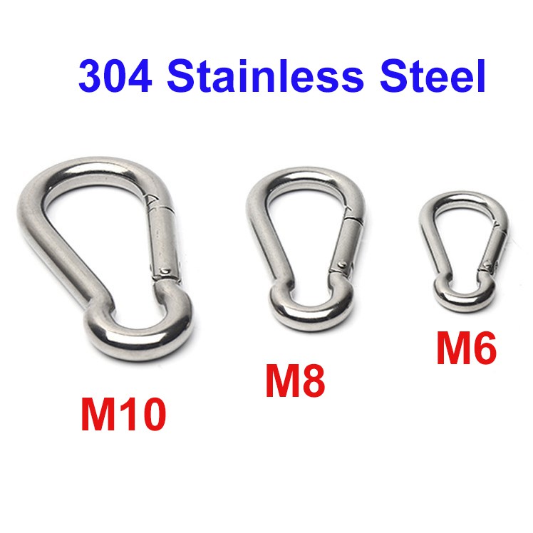 304 Stainless Steel คาราบิเนอร์ M4 M5 M6 M8 M10 ไม่เป็นสนิม แข็งแรง รับน้ำหนักได้ เหมาะกับ ไต่เขา โยคะ ฟิตเนส