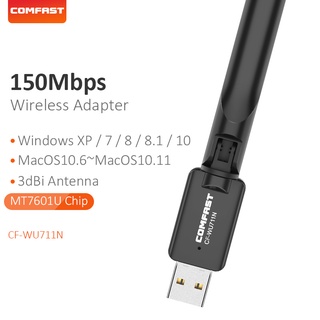 Comfast MT7601 อะแดปเตอร์รับสัญญาณเครือข่าย WiFi USB 150Mbps Wi-Fi สําหรับ PC USB Ethernet WiFi Dongle 2.4G CF-WU711N