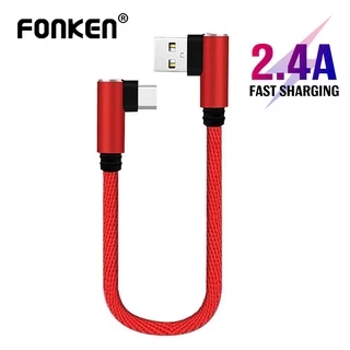 Fonken Micro Usb สายเคเบิ้ลสั้น 90 องศาสายชาร์จโทรศัพท์มือถือ Usb C 25 ซม. สําหรับ Xiaomi Samsung Android