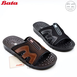 BATA  รองเท้าแตะแบบสวม ผ้าระบายอากาศ พื้นปุ่มนวด สีดำ/น้ำตาล ไซส์ 6-11 (รหัส 869-6418, 869-4418)