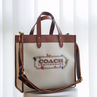 💯 COACH FIELD TOTE WITH GARDEN กระเป๋าสะพาย/ กระเป๋าถือ