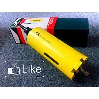 โฮลซอ (HOLE SAW) เจาะปูน หัวเพชร ขนาด 2.5นิ้ว ยีห่้อQL รุ่นเบสิค กล่องเขียว+บอดี้เหลือง และรุ่นพรีเมี่ยม กล่องดำ+บอดี้ดำ