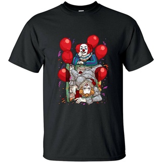 เสื้อยืดโอเวอร์ไซส์พร้อมส่ง เสื้อยืดแขนสั้น ผ้าฝ้าย 100% พิมพ์ลาย Pennywise King Halloween Scary It Horror หลากสี แฟชั่น