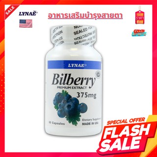 LYNAE Bilberry Premium Extract 375 mg 60 Capsule Vitamin USA ไลเน่ บิลเบอร์รี่ ช่วยปรับการมองเห็น บำรุงสายตา