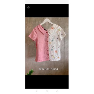 เสื้อผ้าลินินตัดต่อลูกไม้ไซส์M