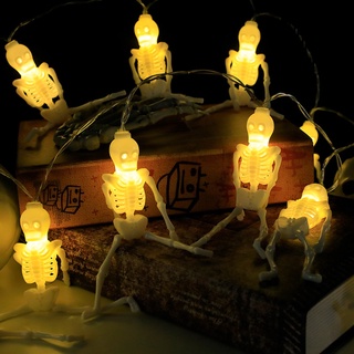 &lt;Halloween Decoration&gt; สายไฟ LED รูปหัวกะโหลก หลากสี ยาว 1.5 เมตร สําหรับตกแต่งปาร์ตี้ฮาโลวีน