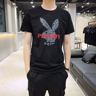 Playboy เสื้อ เพลย์บอยแขนสั้นผู้ชายเสื้อยืดฤดูร้อน ความเห็นอกเห็นใจใหม่ น้ำแบรนด์แนวโน้มห้าคะแนนแขนสั้นผ้าฝ้ายผู้ชายเสื้