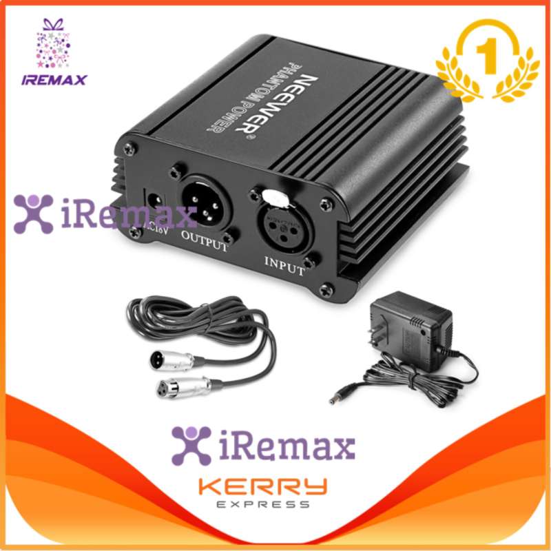 BBT Mini 1-Channel 48V Phantom Power Supply with Power Adapter for Condenser Microphone US Plug