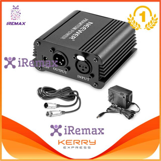 iremax เครื่องขยายสำหรับไมโครโฟน คอนเดนเซอร์ แบบ 1 Channel Phantom Power 48V (สีดำ)