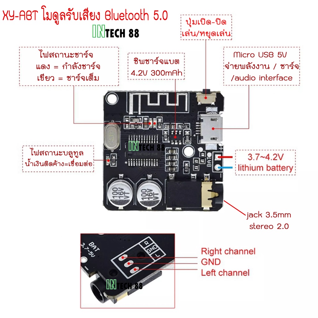 XY-ABT  XY-WRBT  BT5.0-PRO Bluetooth 5.0 โมดูลรับเสียง audio receiver board DIY ราคา ถูกที่สุด ดีลบีเคเค แกลเลอรีภาพที่ 6