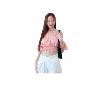 เสื้อครอปปาดไหล่ Blossom Top (451)