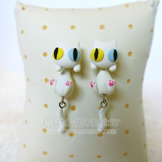 ต่างหู แมวขาว White cat Earrings