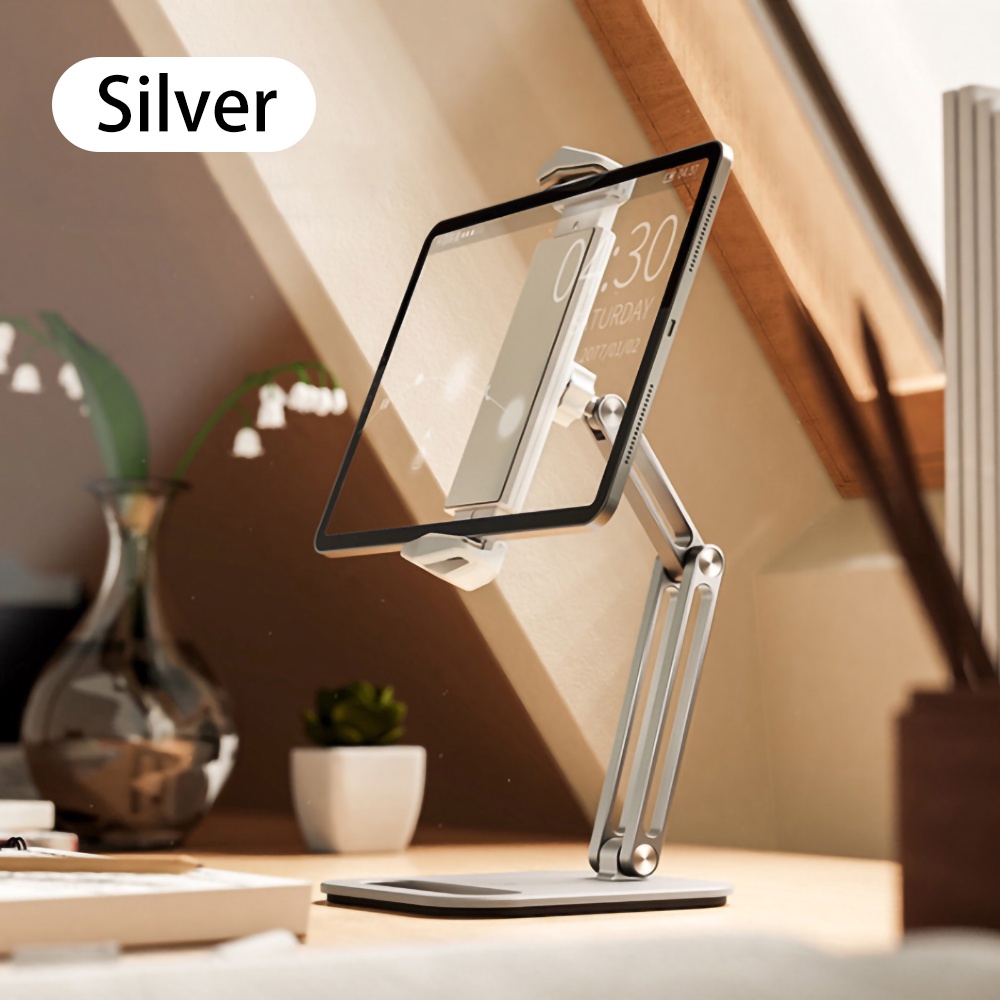 Tablet Stand Adjustable Folding Holder Aluminum Alloy Arm Ergonomic 360 Degree Rotatable For 4-13 in