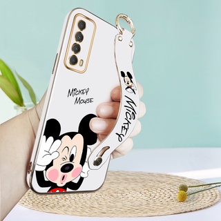 เคสโทรศัพท์มือถือ TPU นิ่ม ลายการ์ตูนมิกกี้เมาส์ พร้อมสายรัดข้อมือ หรูหรา สําหรับ Huawei Y7a Y7 2019 Y7 Prime 2019 Y7 Pro 2019 Y6P Y6 Pro 2019