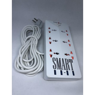 ปลั๊กไฟจำนวน 6 ช่อง และ USB จำนวน 4 พอร์ต สายไฟยาว 3 เมตร SMART RU-S4 Aliens 6 Ports 4 USB Charger (white)