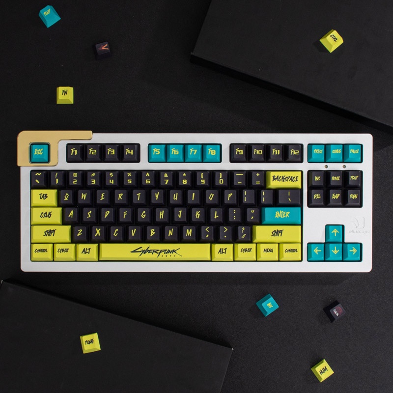 129 Key Cyberpunk 2077 Keycaps PBT DYE-SUB โปรไฟล์เชอร์รี่สําหรับ Campatible พร้อมคีย์บอร์ดแบบกลไก