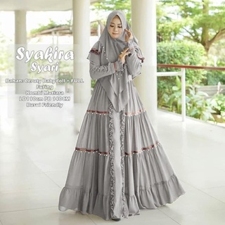 Syakira SYARI ชุดตุ๊กตาเด็ก สีพื้น ใช้ได้กับ MUTIARA RESLETING GAMIS SET (ด้านหน้า GAMIS) (สามารถเป็น GAMIS + HIJAB) รุ่นล่าสุด GAMIS + HIJAB) GAMIS SET