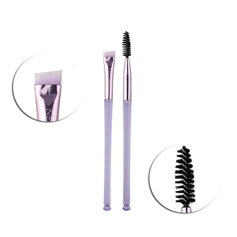 Nee Cara Angled Brow Brush + Eye Lash Brush #N823 :neecara นีคาร่า แปรง ด้ามม่วง แพคคู่ x 1 ชิ้น   @