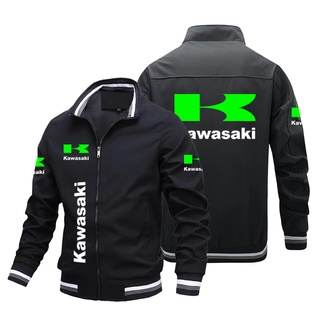 Kawasaki LOGO Jacket Sportswear Car Shop Custom Workwear VULCAN650S NINJA400 NINJA650 Z250 Z650 W800 Z900 NINJA1000SX VERSYS 1000 KLX230  ER-6N Z400 Z650 H2R Z900RS ZX-6R ZX-10R Z1000 NINJA1000 Stand-Up Collar Plus Size Long-Sleeved Sweatshirt Aviator