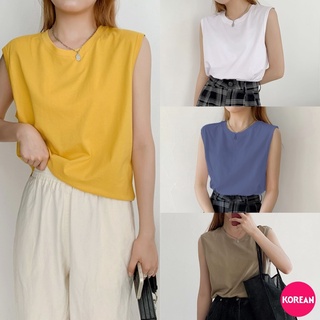 🎀Korean Fashion🎀เสื้อยืดสีพื้น ทรงแขนกุด ผ้านิ่มเด้ง 5 สี แฟชั่น