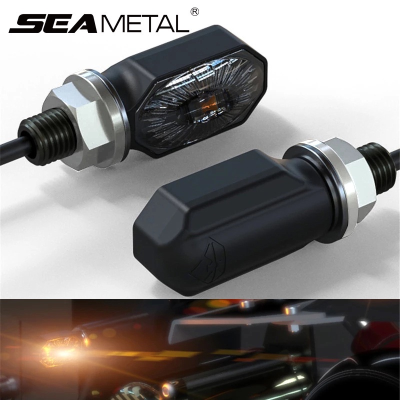 SEAMETAL ไฟเลี้ยว Led อเนกประสงค์ ขนาดเล็ก สีเหลืองสว่าง สําหรับรถจักรยานยนต์ 2ชิ้น
