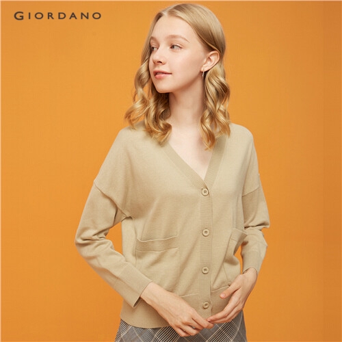 GIORDANO WOMEN Cotton v-neck cardigan 05359858