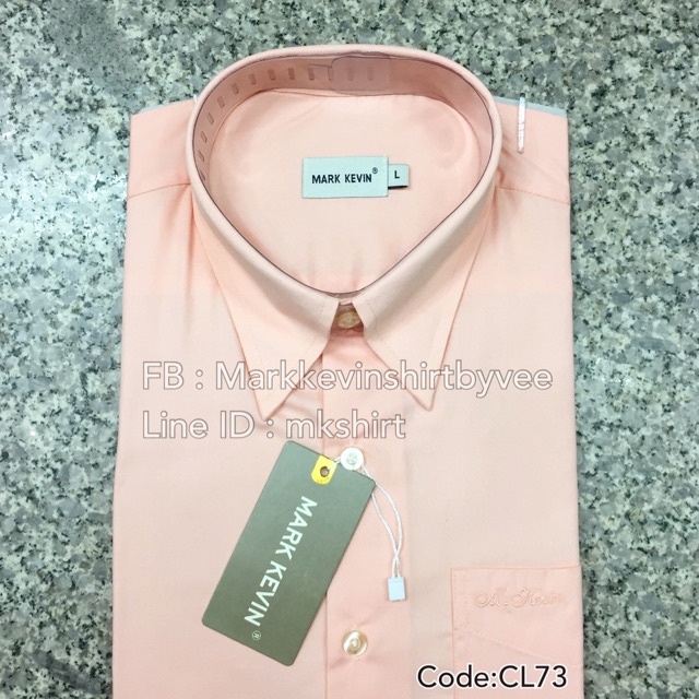 [ครบไซส์]เสื้อเชิ้ตสีส้มอ่อน มีกระดุมปกด้านใน ทั้งแขนยาวและแขนสั้น เสื้อทรงตรงนะคะ