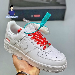 ▦2020 Women s Men s Supreme X รองเท้าผ้าใบ Nike Air Force 1 07 สีขาว