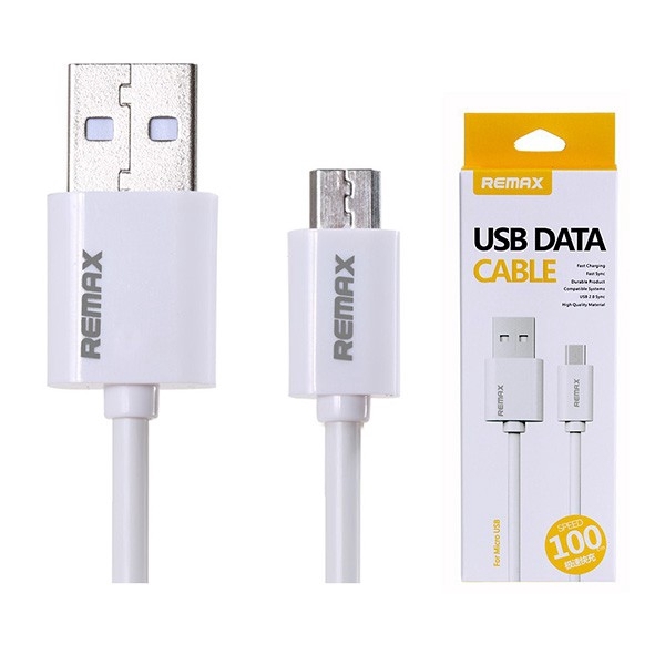 Remax USB Data Cable สายชาร์จ Micro USB สำหรับสมาร์ทโฟนทั่วไป 100cm - สีขาว