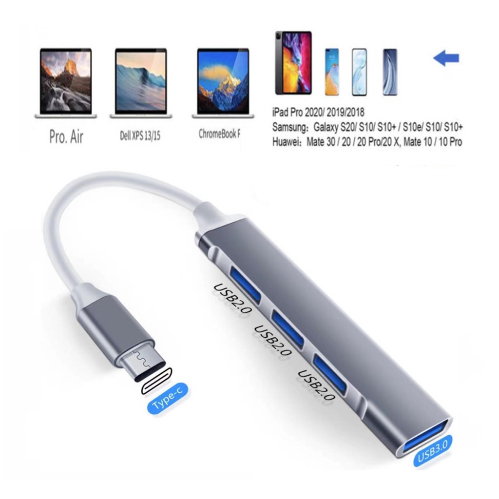 OTG USB ฮับ ​​3.0 Type-C hub 4 พอร์ต สําหรับ พีซี คอมพิวเตอร์ โน้ตบุ้ค มือถือ(สินค้ามี2รุ่น)