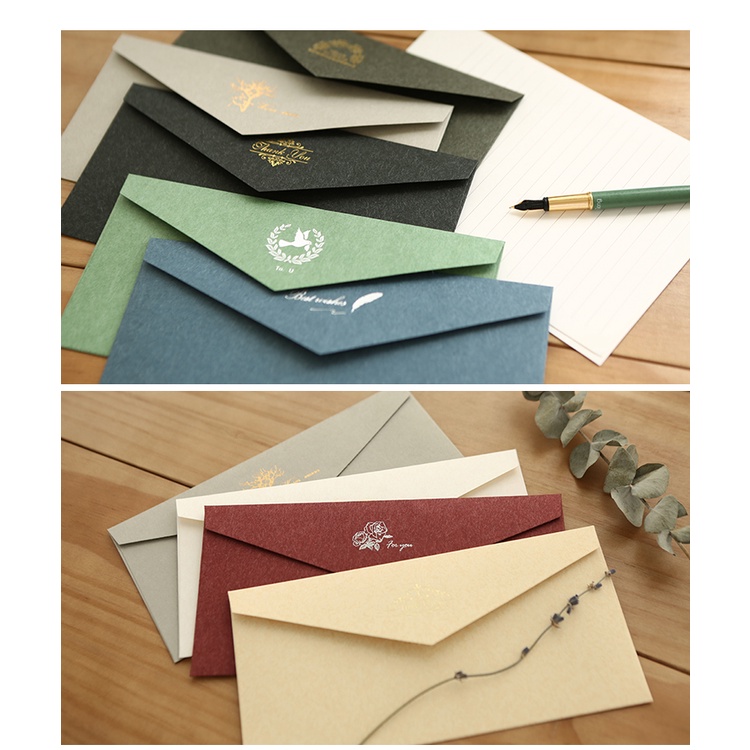 Envelopes & Angpao 15 บาท ซองกระดาษ 11×22 ซม. แบบหนา 210 แกรม  ซองใส่การ์ด ซองการ์ด คลาสสิก หรูหรา วินเทจ ซองจดหมาย Stationery