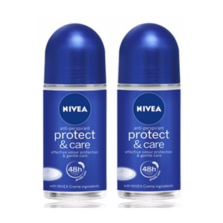 ✨คุ้มสุดๆ✨ NIVEA นีเวีย โพรเทค แอนด์ แคร์ โรลออน 50 ml. ﻿(แพ็คคู่สุดคุ้ม!!!) 🚚พร้อมส่ง!! 💨