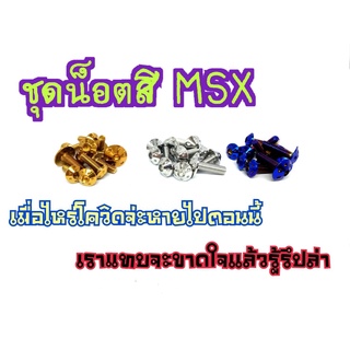 น๊อตชุดสี msx125 (เก่า) ราชาน๊อตแสตนเลสแท้ หนา ทน ไม่ลอก ไม่ขึ้นสนิม