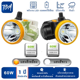 (แบบแพ็ค 2 ชิ้น) ไฟฉายคาดหัว ไฟฉายแรงสูง ไฟฉายชาร์จไฟบ้าลิเธียม LED 60W ขนาดเล็ก ไฟฉายติดศรีษะ ไฟฉายติดหน้าผาก หัวไฟ กรี