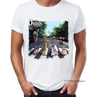 เสื้อยืดผ้าฝ้ายพรีเมี่ยม ใหม่ เสื้อยืดผ้าฝ้าย 100% พิมพ์ลายเกม Abby Road R2D2 C3PO สําหรับผู้ชาย