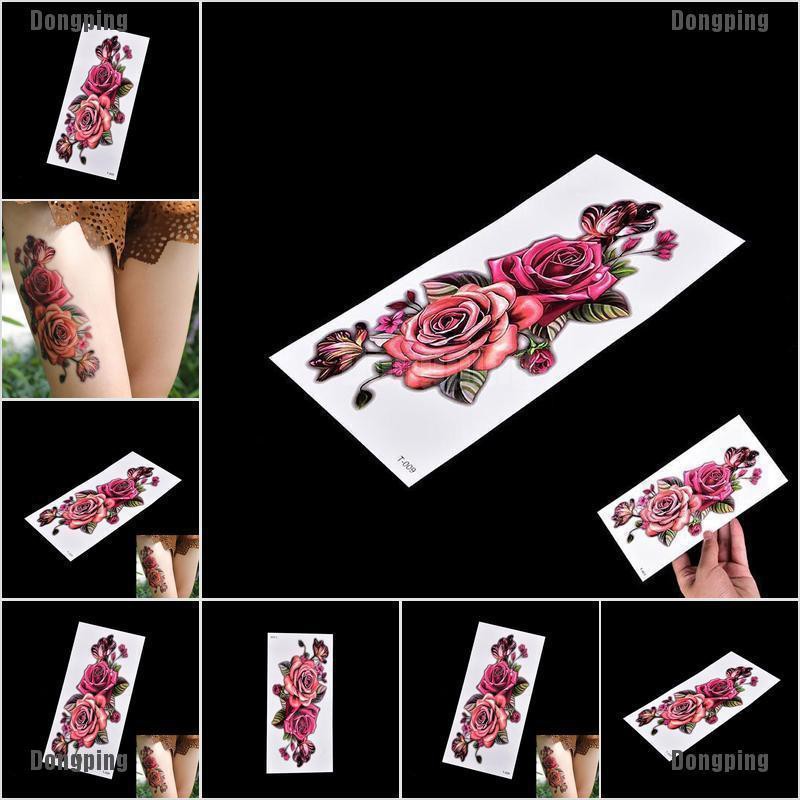 【don】Fashion Fake Temporary Tattoo Sticker Rose Flower Arm Body