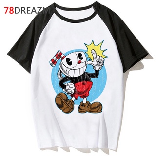 เสื้อยืด พิมพ์ลายกราฟฟิค cuphead สไตล์ฮาราจูกุ สําหรับผู้ชาย 2022