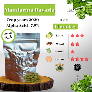 Mandarina Bavaria Hops GER (1oz) Crop years 2020 (บรรจุด้วยระบบสูญญากาศ)