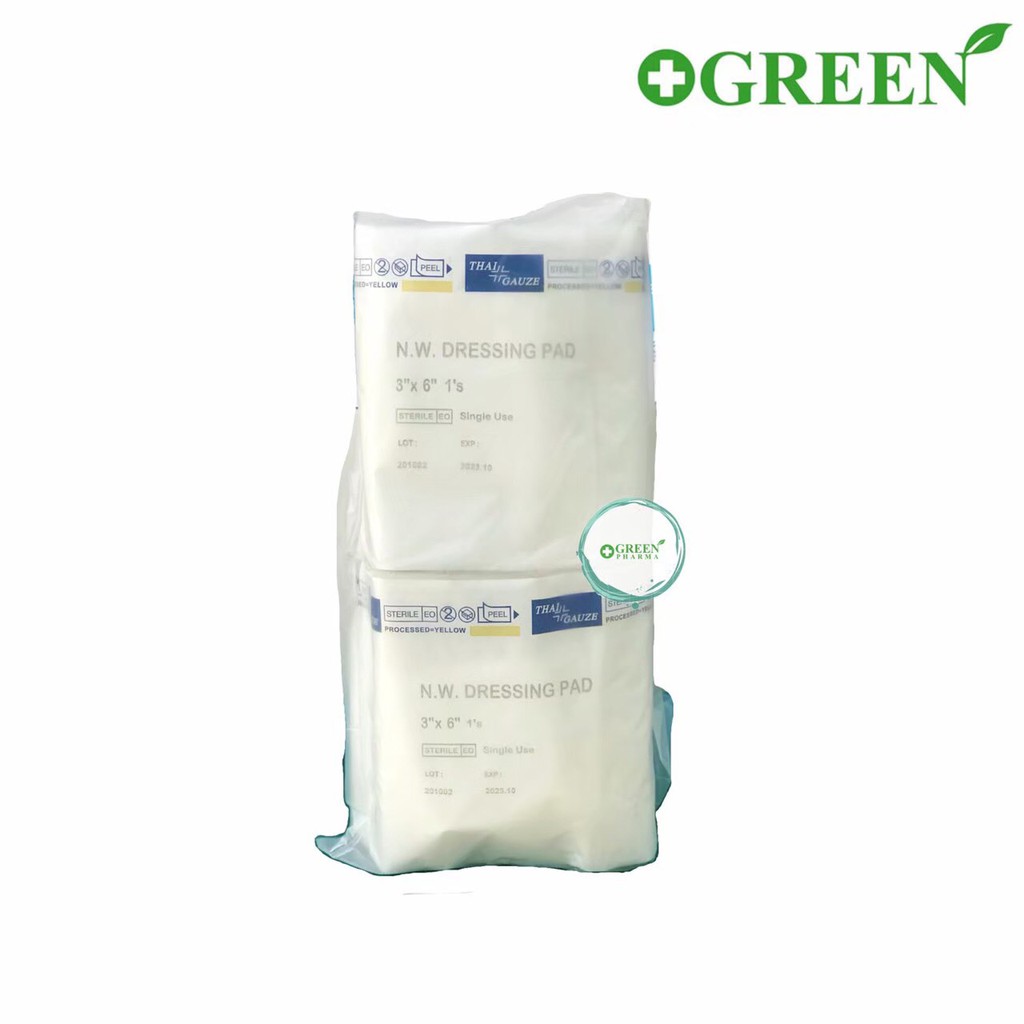 Thai Gauze ผ้าก๊อซสเตอร์ไรด์ ชนิดดูดซับของเหลว ขนาด 3''x6'' บรรจุ 10 ซอง/ห่อ