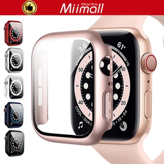 Miimall เคส เข้ากันได้ apple Watch Series SE 6 5 4 เคสกันกระแทก เคสแอปเปิ้ลวอช เคสพร้อมกระจกป้องกันหน้าจอ เคสแข็งแรงสําหรับ เข้ากันได้ apple iWatch 6 หน้าปัด 44 มม. 40 มม.