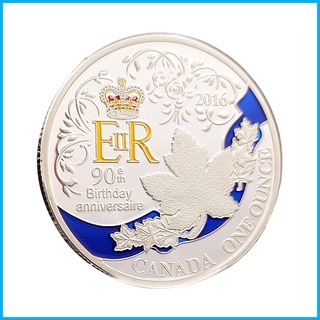 เหรียญกษาปณ์แพลตตินัม Jubilee Queen Elizabeth II Canada One Ounce ครบรอบ 90 ปี สําหรับปาร์ตี้วันเกิด