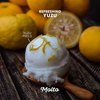REFRESHING YUZU  (ไอศกรีม ส้มยูสุ จากไร่โทะกุชิมะ 1 ถ้วย 16 oz.) - Molto premium Gelato